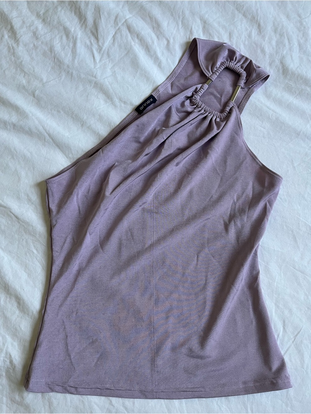 Vintage Y2K Lilac One Shoulder Top with Silver Hardware Detail